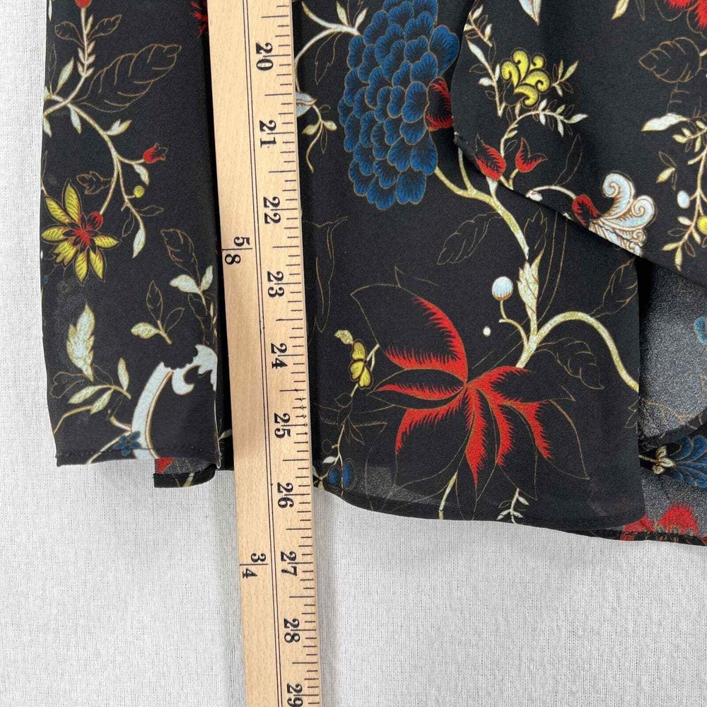 A.L.C. Purcell Floral Tank Top 10 Black Silk V Neck Sleeveless Ruffle Blouse - Picture 14 of 15